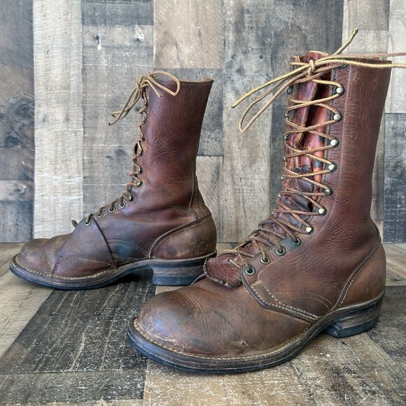 Unbranded Vintage Linesman Logger Plain Toe Lace Up Work Boots Mens 10.5 D - Picture 11 of 12